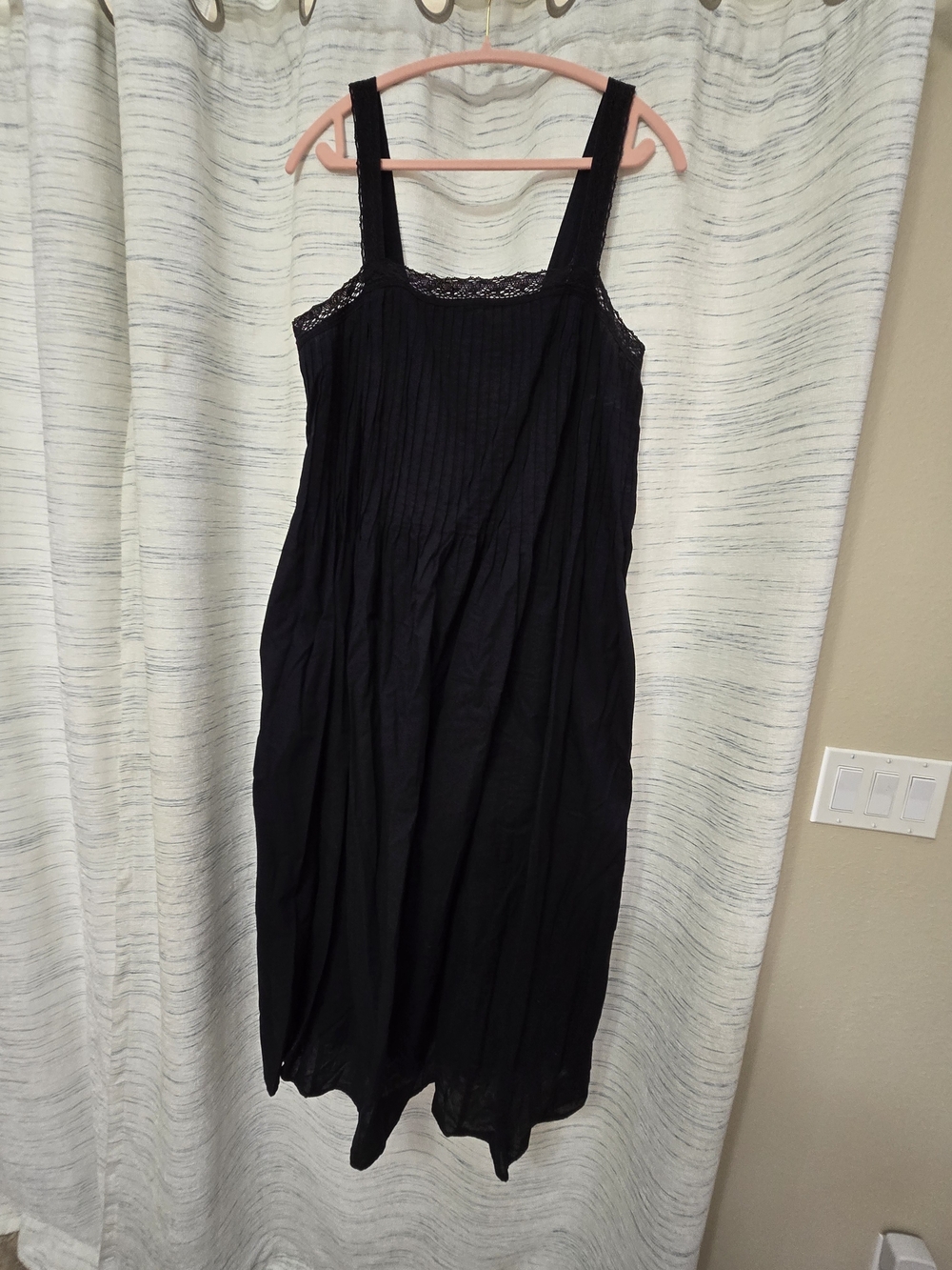 Ava & Viv Black Sleeveless Lace-Trim Midi Dress